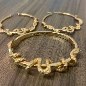 Betsy Johnson snake bangle and hoop earrings